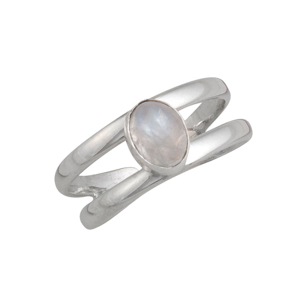 charles albert Sterling Silver Rainbow Moonstone Adjustable Cuff Ring Sterling Silver Rings