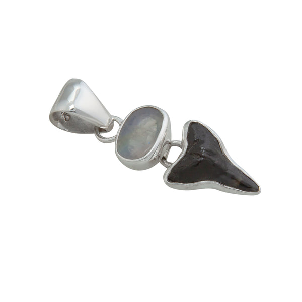 Charles Albert Sterling Silver Rainbow Moonstone & Shark Tooth Charm Pendant Sterling Silver Pendants