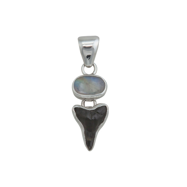 charles albert Sterling Silver Rainbow Moonstone & Shark Tooth Charm Pendant Sterling Silver Pendants