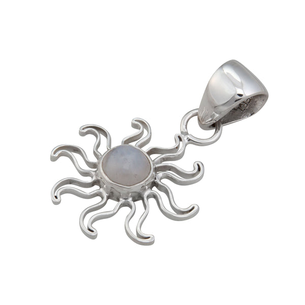 Charles Albert Sterling Silver Rainbow Moonstone Sun Pendant Sterling Silver Pendants