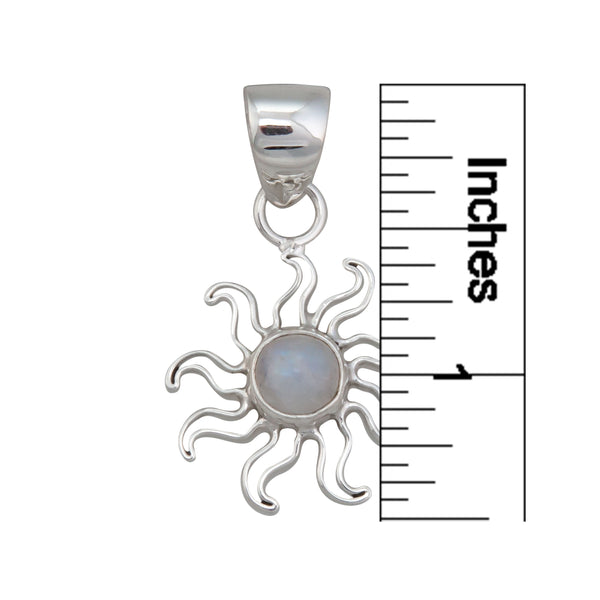 Charles Albert Sterling Silver Rainbow Moonstone Sun Pendant Sterling Silver Pendants
