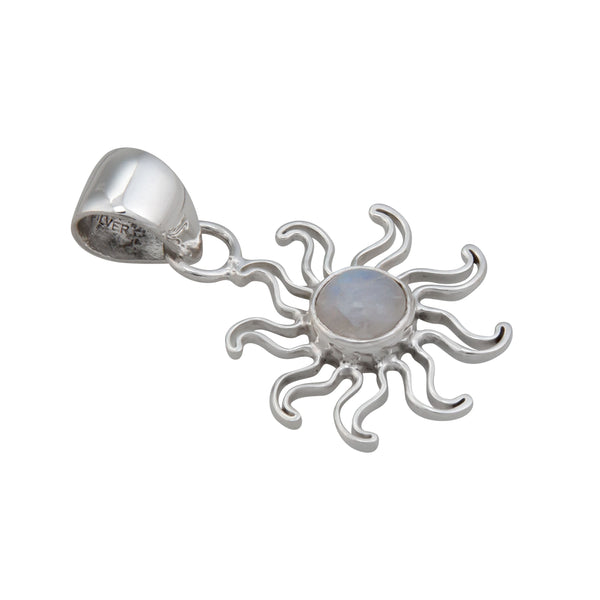 Charles Albert Sterling Silver Rainbow Moonstone Sun Pendant Sterling Silver Pendants