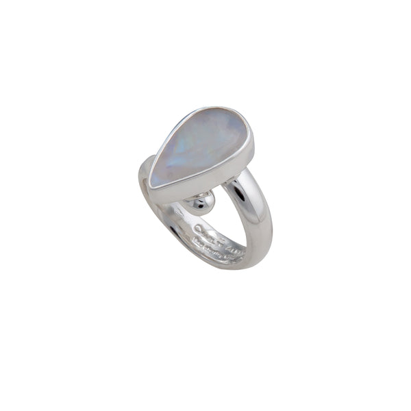 Charles Albert Sterling Silver Rainbow Moonstone Teardrop Adjustable Ring Sterling Silver Rings