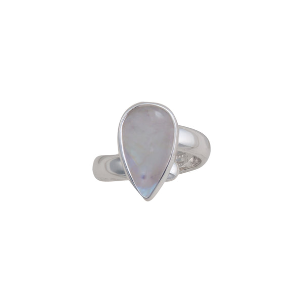 Charles Albert Sterling Silver Rainbow Moonstone Teardrop Adjustable Ring Sterling Silver Rings