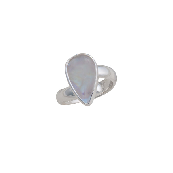 charles albert Sterling Silver Rainbow Moonstone Teardrop Adjustable Ring Sterling Silver Rings