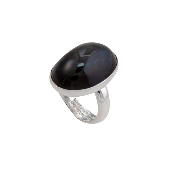 Charles Albert Sterling Silver Rainbow Obsidian Adjustable Ring Sterling Silver Rings