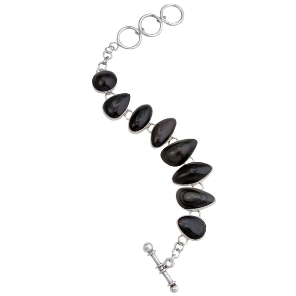 Charles Albert Sterling Silver Rainbow Obsidian Bracelet Sterling Silver Bracelets + Cuffs