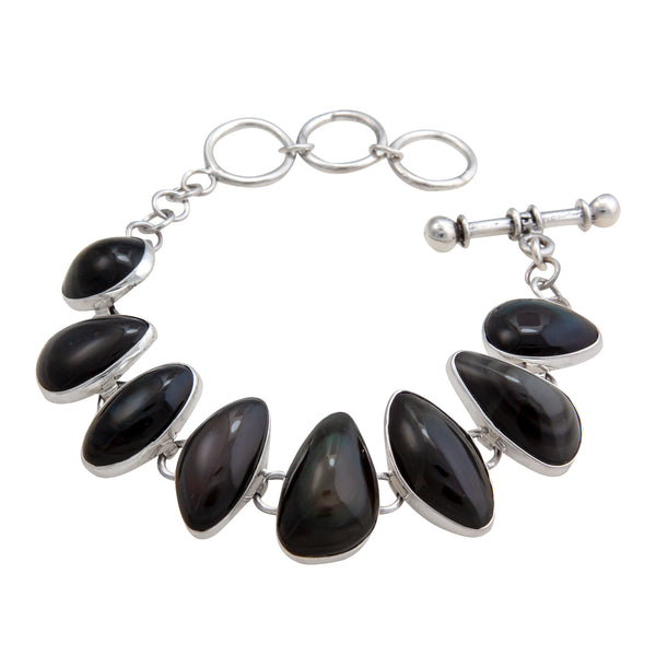 Charles Albert Sterling Silver Rainbow Obsidian Bracelet Sterling Silver Bracelets + Cuffs
