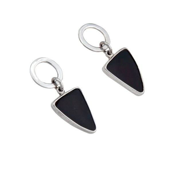 Charles Albert Sterling Silver Rainbow Obsidian Circle Post Earrings Sterling Silver Earrings