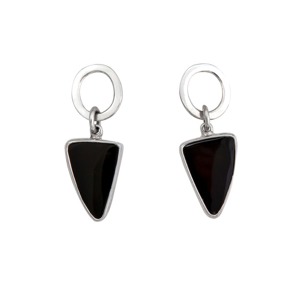 charles albert Sterling Silver Rainbow Obsidian Circle Post Earrings Sterling Silver Earrings