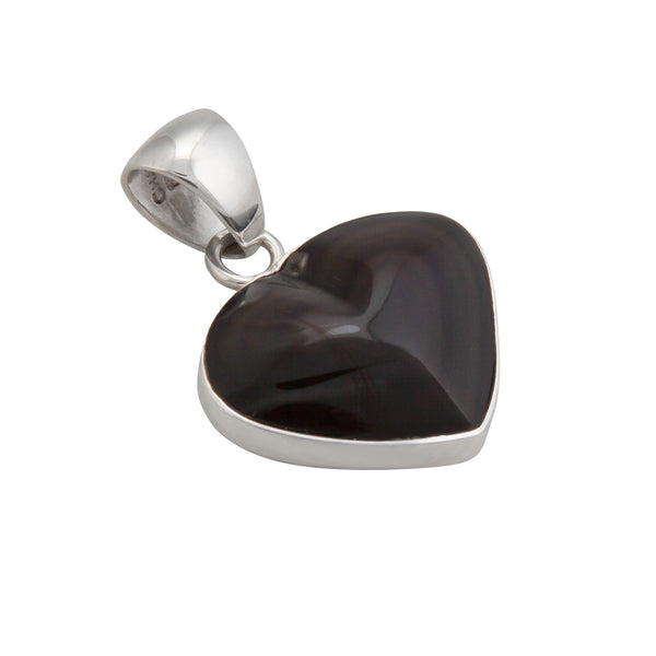 Charles Albert Sterling Silver Rainbow Obsidian Heart Pendant Sterling Silver Pendants