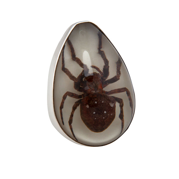 Charles Albert Sterling Silver Recluse Brown Spider Glow In The Dark Adjustable Ring Sterling Silver Rings