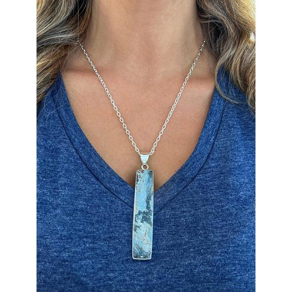 Charles Albert Sterling Silver Rectangle Aztec Lapis Pendant Sterling Silver Pendants