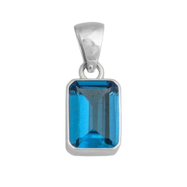 Charles Albert Sterling Silver Rectangle Blue Topaz Pendant Sterling Silver Pendants