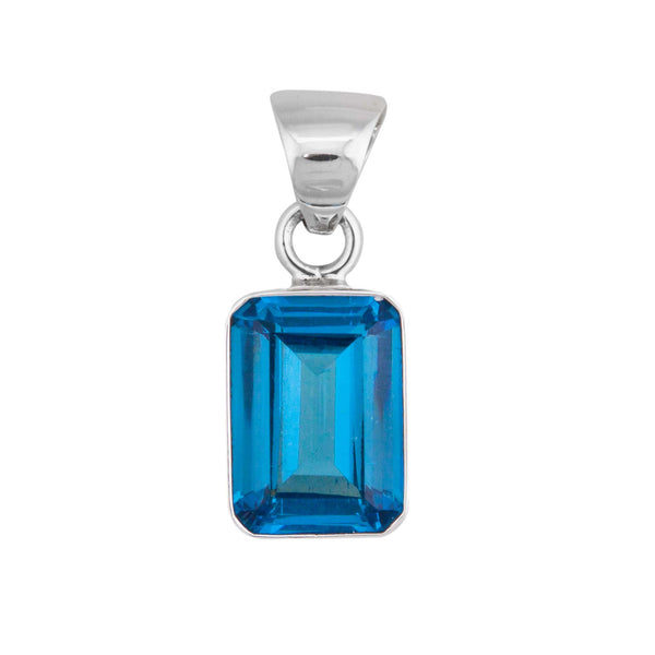 charles albert Sterling Silver Rectangle Blue Topaz Pendant Sterling Silver Pendants