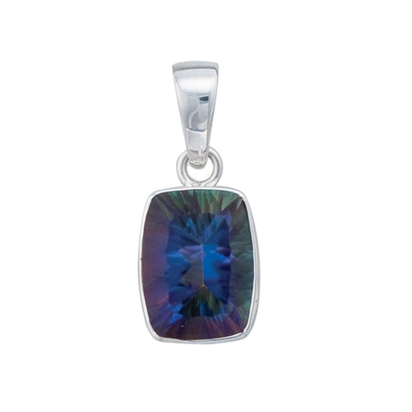 charles albert Sterling Silver Rectangle Mystic Quartz Pendant Sterling Silver Pendants