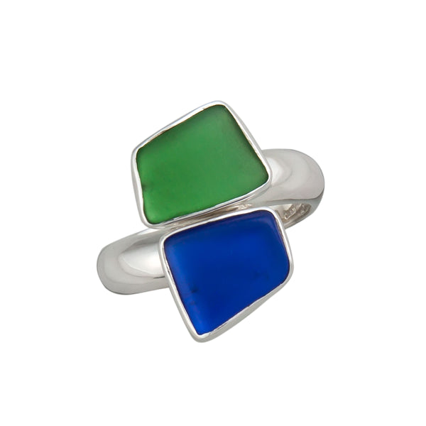 charles albert Sterling Silver Recycled Glass Bypass Adjustable Ring Sterling Silver Rings