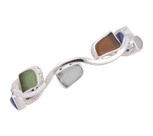 Charles Albert Sterling Silver Recycled Glass Wave Cuff Sterling Silver Bracelets + Cuffs