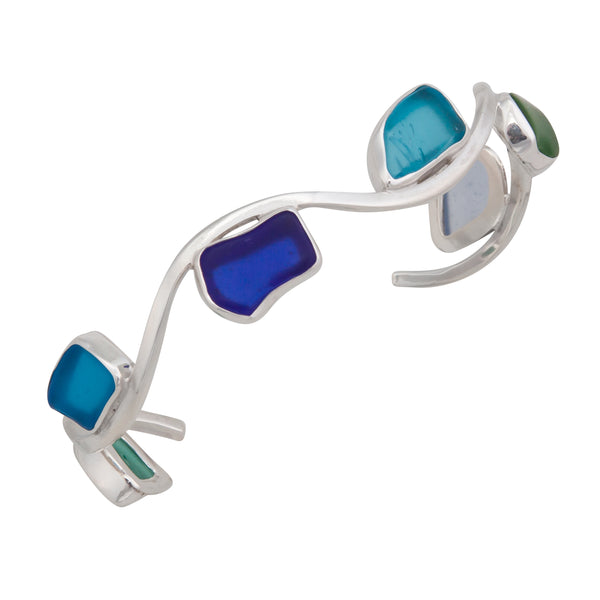 charles albert Sterling Silver Recycled Glass Wave Cuff Sterling Silver Bracelets + Cuffs
