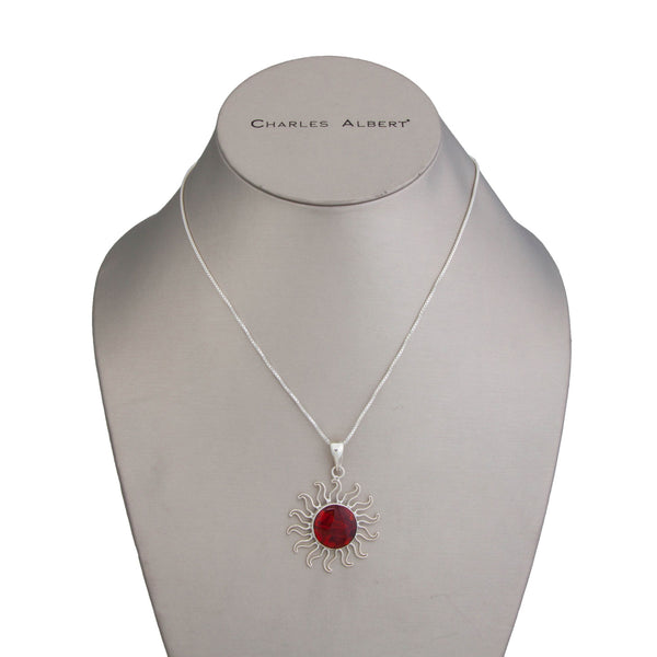 Charles Albert Sterling Silver Red Abalone Sun Pendant Sterling Silver Pendants