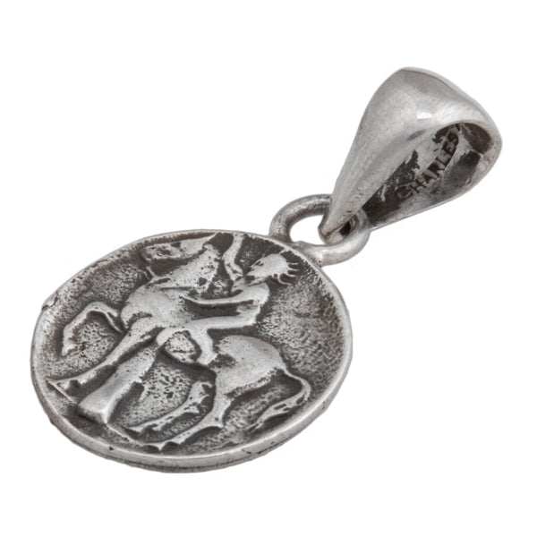 Charles Albert Sterling Silver Replica Boy On Dolphin Greek Coin Pendant Sterling Silver Pendants