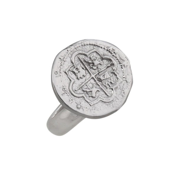 Charles Albert Sterling Silver Replica Spanish Coin Adjustable Ring Sterling Silver Rings