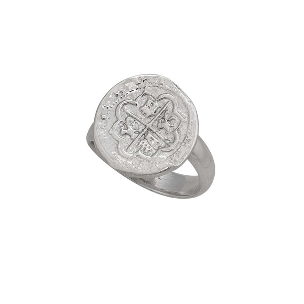 charles albert Sterling Silver Replica Spanish Coin Adjustable Ring Sterling Silver Rings