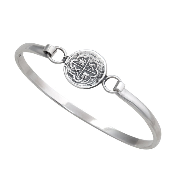 Charles Albert Sterling Silver Replica Spanish Coin Bangle Sterling Silver Bracelets + Cuffs