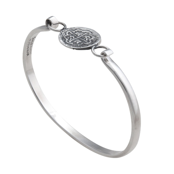 Charles Albert Sterling Silver Replica Spanish Coin Bangle Sterling Silver Bracelets + Cuffs