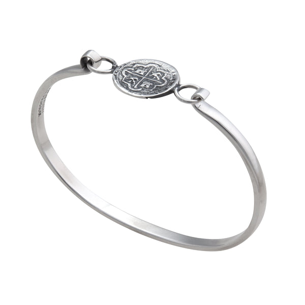 Charles Albert Sterling Silver Replica Spanish Coin Bangle Sterling Silver Bracelets + Cuffs