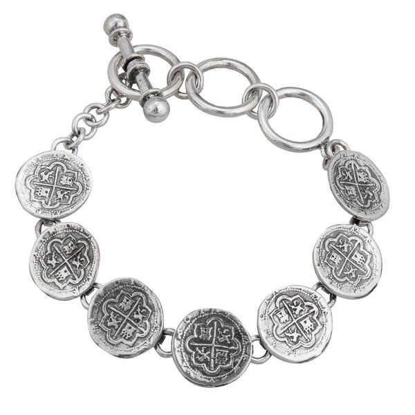 charles albert Sterling Silver Replica Spanish Coin Bracelet Sterling Silver Bracelets + Cuffs