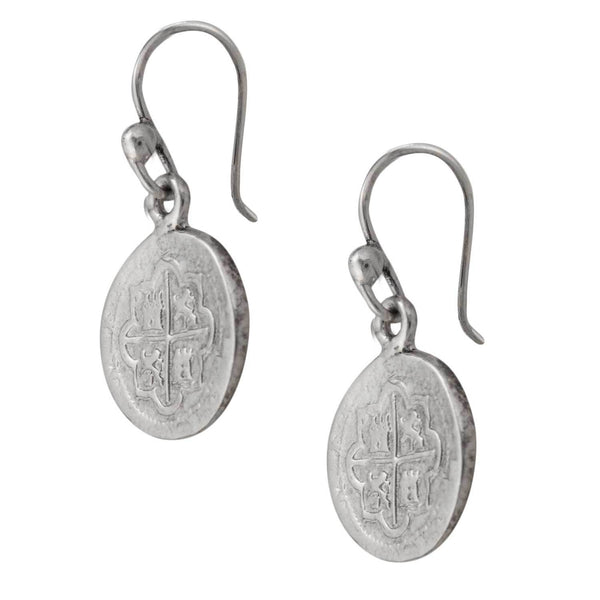 Charles Albert Sterling Silver Replica Spanish Coin Drop Earrings Sterling Silver Earrings