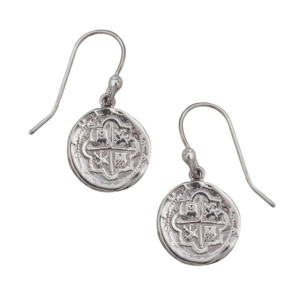 charles albert Sterling Silver Replica Spanish Coin Drop Earrings Sterling Silver Earrings