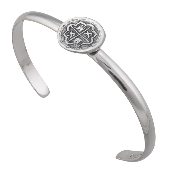 Charles Albert Sterling Silver Replica Spanish Coin Mini Cuff Sterling Silver Bracelets + Cuffs