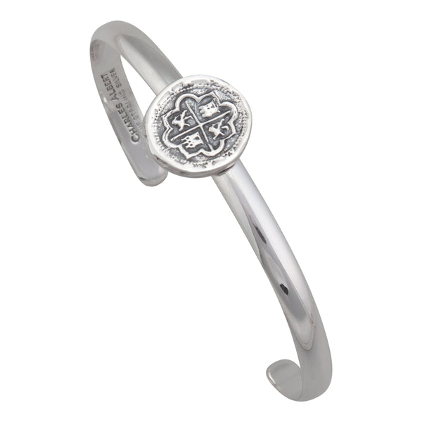 Charles Albert Sterling Silver Replica Spanish Coin Mini Cuff Sterling Silver Bracelets + Cuffs