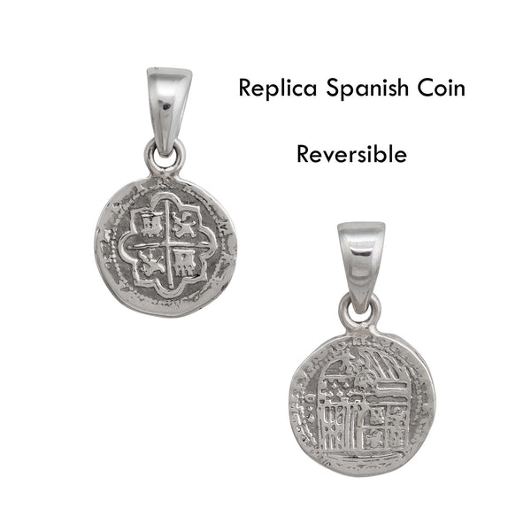 Charles Albert Sterling Silver Replica Spanish Coin Pendant Sterling Silver Pendants