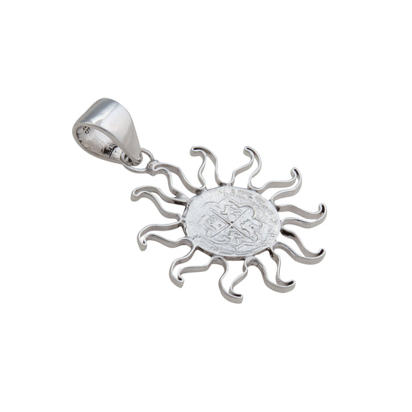 Charles Albert Sterling Silver Replica Spanish Coin Sun Pendant Sterling Silver Pendants