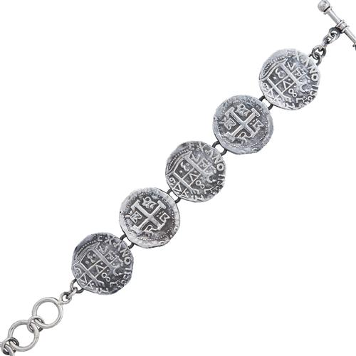 charles albert Sterling Silver Replica Treasure Coin Bracelet Sterling Silver Bracelets + Cuffs
