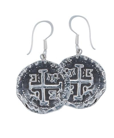 charles albert Sterling Silver Replica Treasure Coin Drop Earrings Sterling Silver Earrings