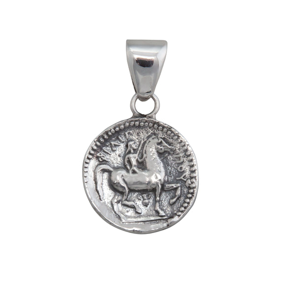Charles Albert Sterling Silver Reversible Replica Greek Coin Pendant Sterling Silver Pendants