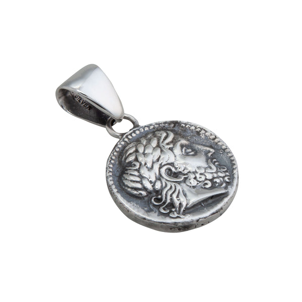 Charles Albert Sterling Silver Reversible Replica Greek Coin Pendant Sterling Silver Pendants