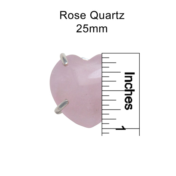 Charles Albert Sterling Silver Rose Quartz Heart Prong Set Adjustable Ring Sterling Silver Rings