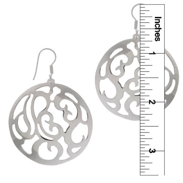 Charles Albert Sterling Silver Round Cut-Out Earrings Sterling Silver Earrings