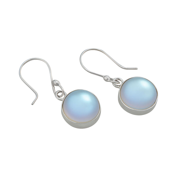 Charles Albert Sterling Silver Round Luminite Drop Earrings Sterling Silver Earrings