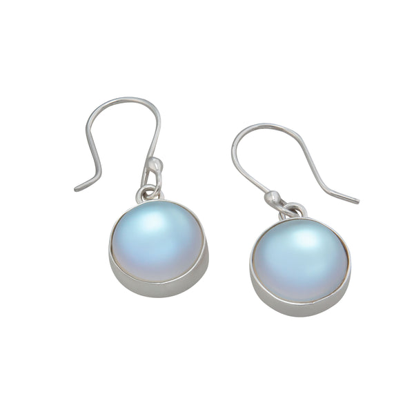 Charles Albert Sterling Silver Round Luminite Drop Earrings Sterling Silver Earrings