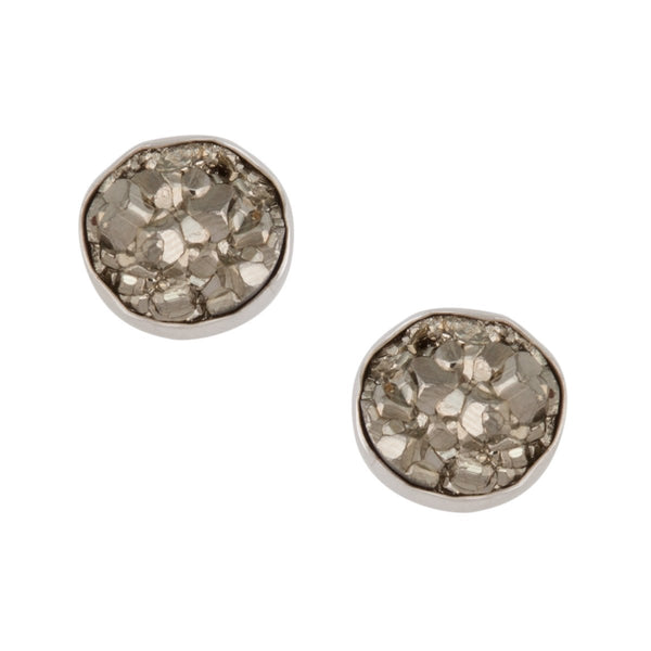 charles albert Sterling Silver Round Pyrite Post Earrings Sterling Silver Earrings