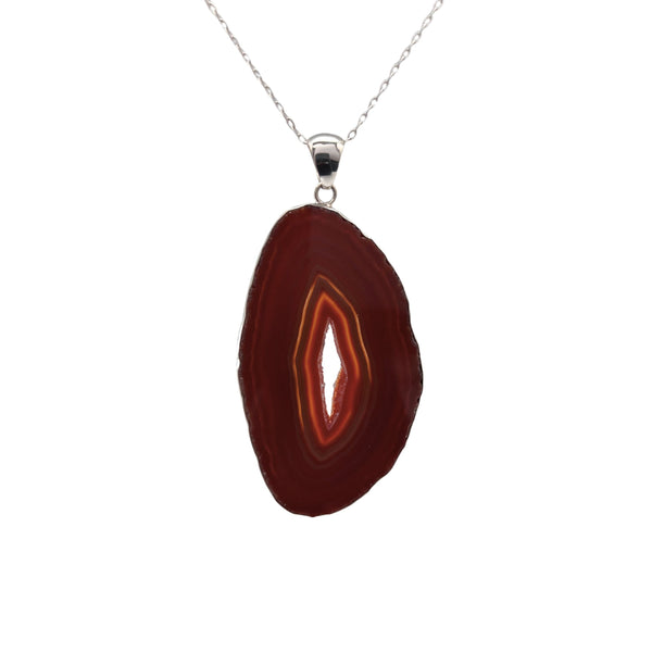 Charles Albert Sterling Silver Rust Agate Slice Pendant 30% Off - Discontinued Items
