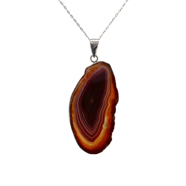 charles albert Sterling Silver Rust Agate Slice Pendant 30% Off - Discontinued Items