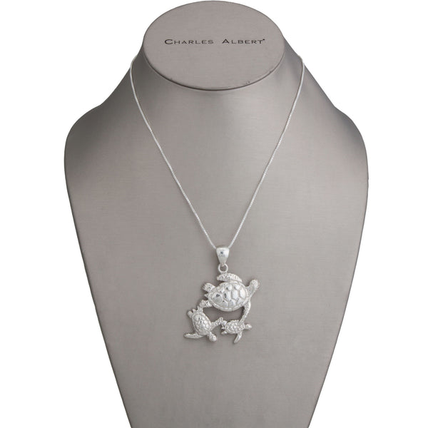 Charles Albert Sterling Silver Sea Turtle Family Pendant Sterling Silver Pendants