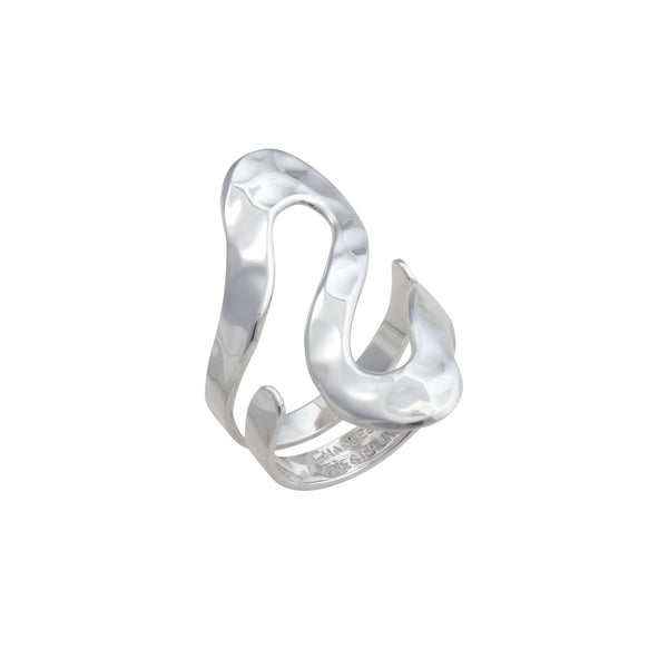 Charles Albert Sterling Silver Serpentine Hammered Adjustable Ring Sterling Silver Rings
